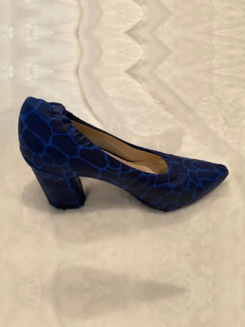 blue printed shoe cover